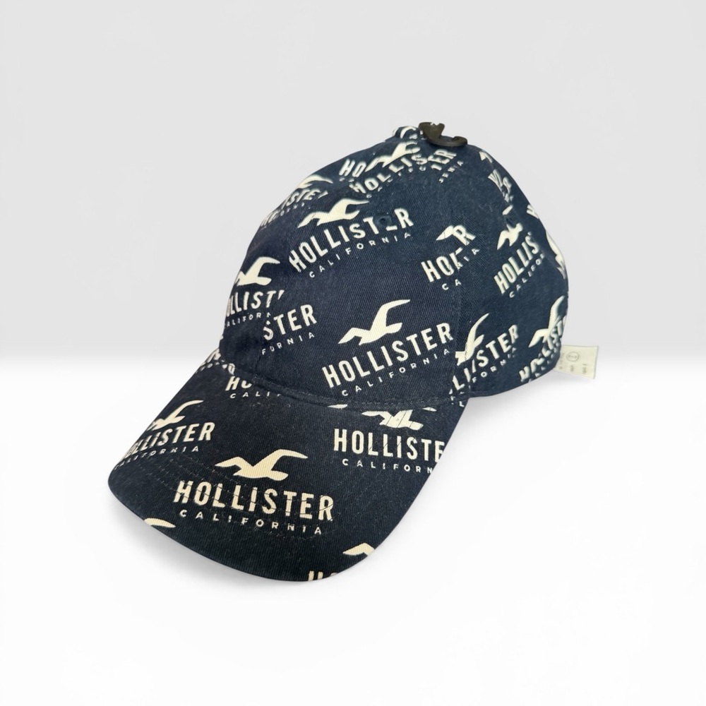 Hollister Navy and White Logo-Lined Baseball Cap